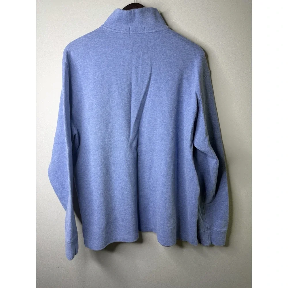 POLO RALPH LAUREN Half Zip Pullover Sweater | Mens (XL) Blue Cotton Long Sleeve